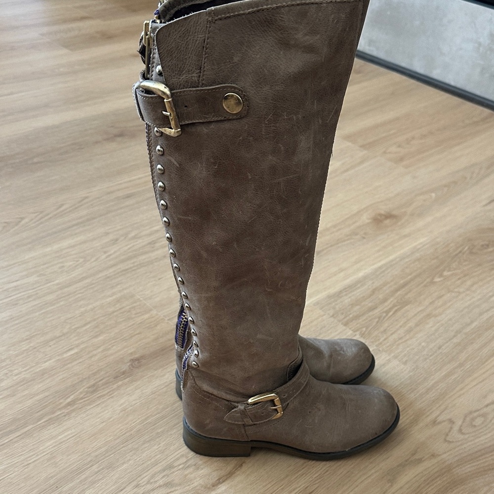 Steve Madden Brown Heeled Boots with Buckle